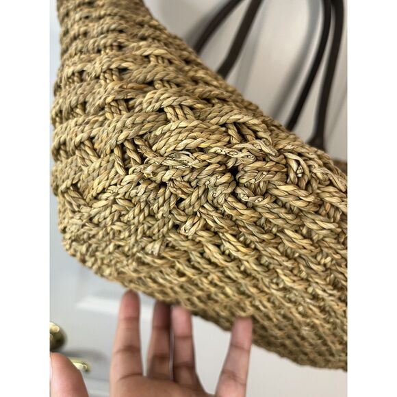 J.Crew Straw & Leather Basket Tote Bag - Picture 4 of 6